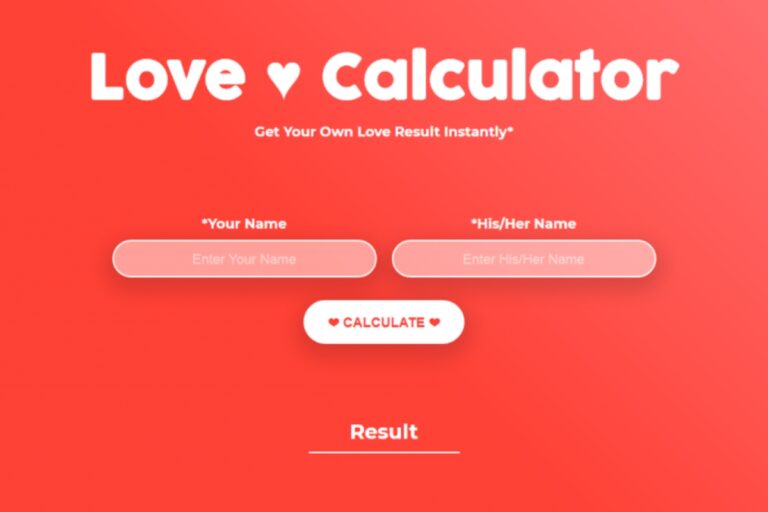 True Love Percentage Calculator