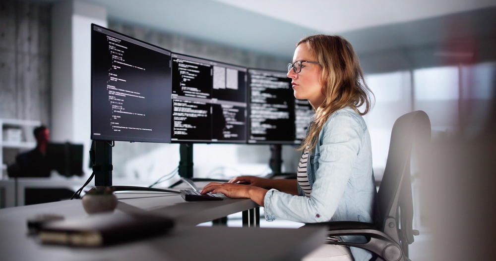 Software,Programmer,Or,Coder,Woman,Using,Office,Computer