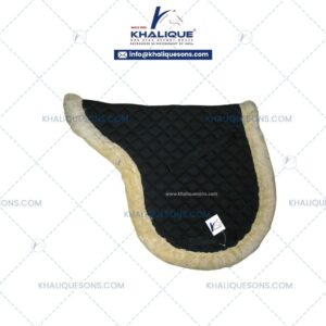 Horse saddle pad with quilted fabric and soft sheepskin lining by Khalique Sons International