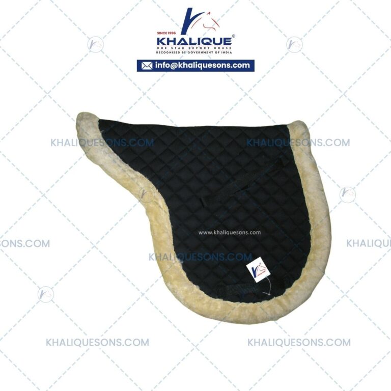Horse saddle pad with quilted fabric and soft sheepskin lining by Khalique Sons International