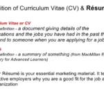 What is the Definition of a CV?