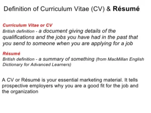 What is the Definition of a CV?