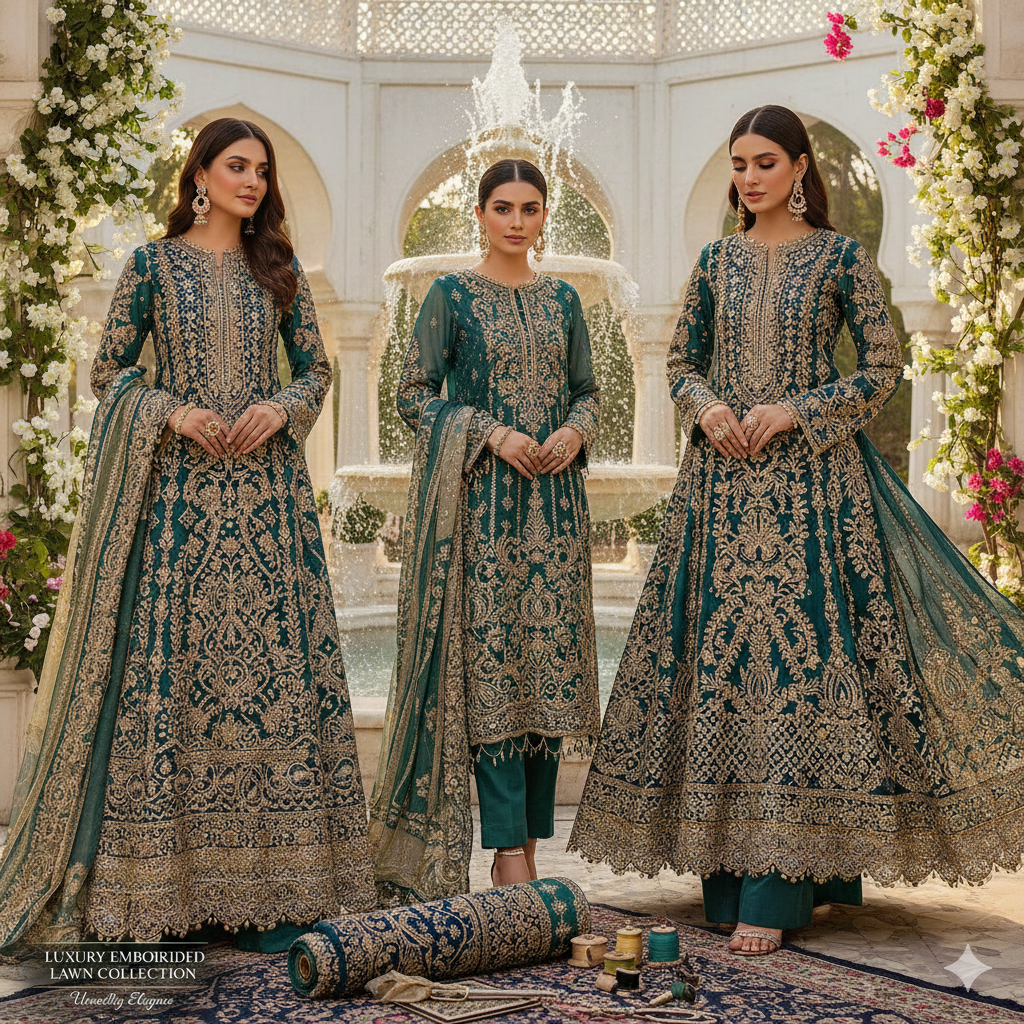 Luxury embroidered lawn collection