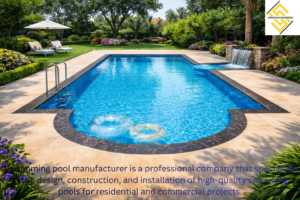 Swimming pool manufacturer constructing a durable residential and commercial swimming pool with modern design and filtration systems