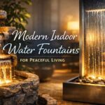 Indoor wall water fountain enhancing modern interior décor