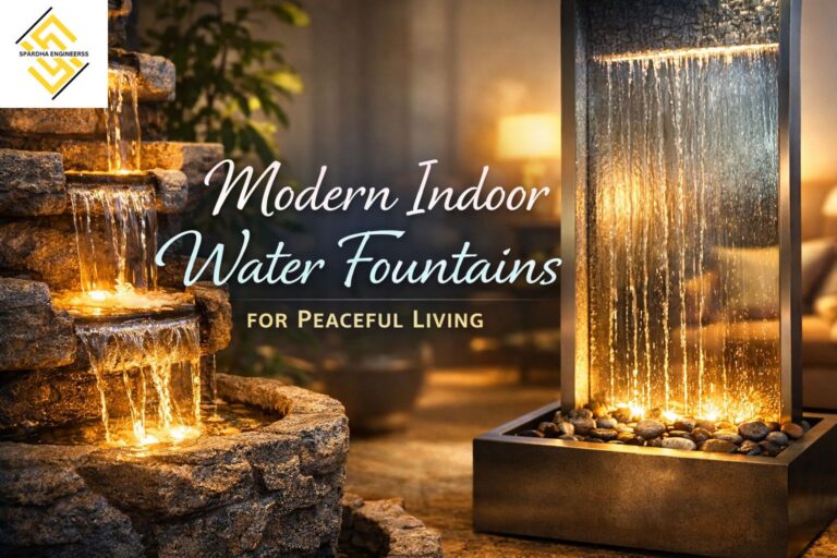 Indoor wall water fountain enhancing modern interior décor