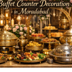 buffet counter decoration moradabad for wedding catering display