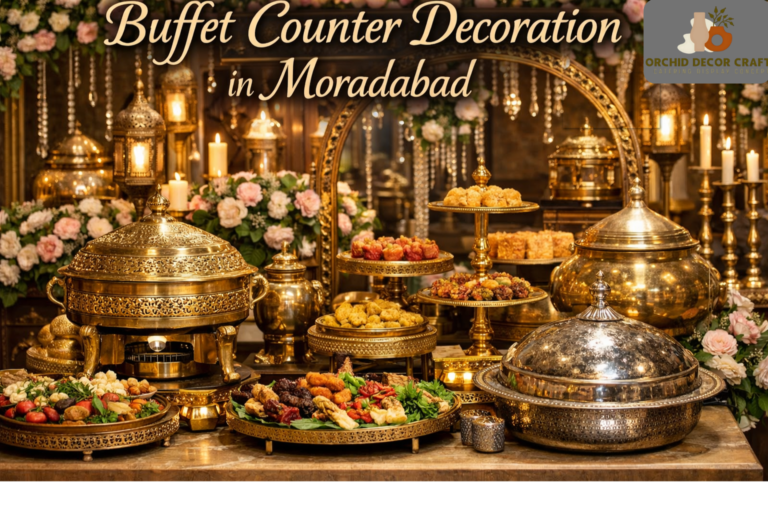 buffet counter decoration moradabad for wedding catering display