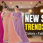 Model wearing a metallic tissue saree from the New Saree Collection 2026