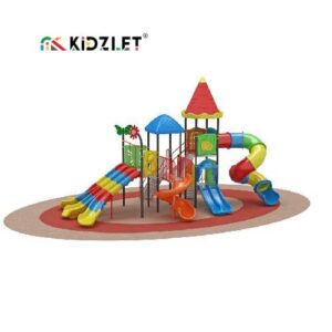Colorful Outdoor Playground Equipment with slides and climbing structures designed for safe and fun play by Kidzlet.