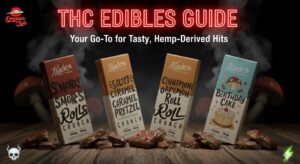 THC edibles gummies chocolate bars mushroom display wellness shop