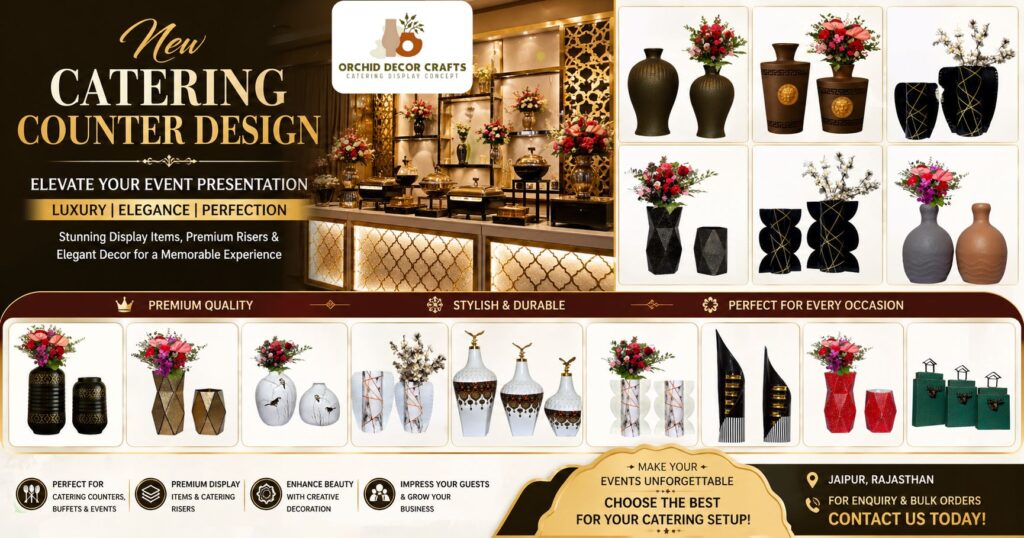 New Catering Counter Design in Jaipur with modern LED lighting and luxury buffet display setup