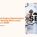 Local Search Engine Optimization strategy concept showing SEO growth, digital marketing icons, and business professional improving local search rankings