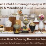 Elegant Orchid hotel catering display with premium buffet stands and decorative serving setup