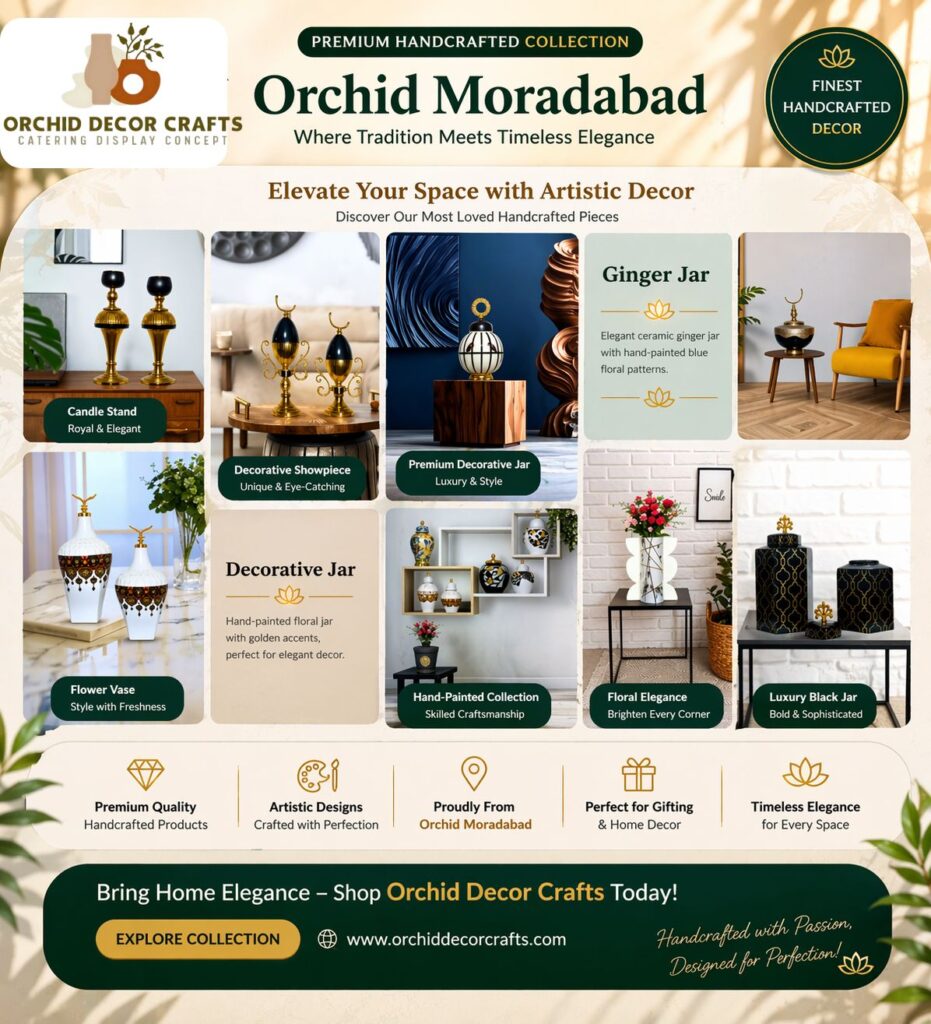 Orchid Moradabad decor items handcrafted metal decorative pieces for home and event decoration