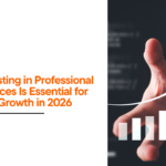 Professional SEO services concept showing business growth chart and upward arrow representing increased website traffic and rankings in 2026