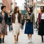 Women’s Leather Jackets Styled with Dresses and Skirts