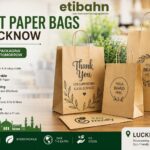 Kraft paper bags in Lucknow showcased in a premium retail store as an eco-friendly and stylish packaging solution for modern businesses.
