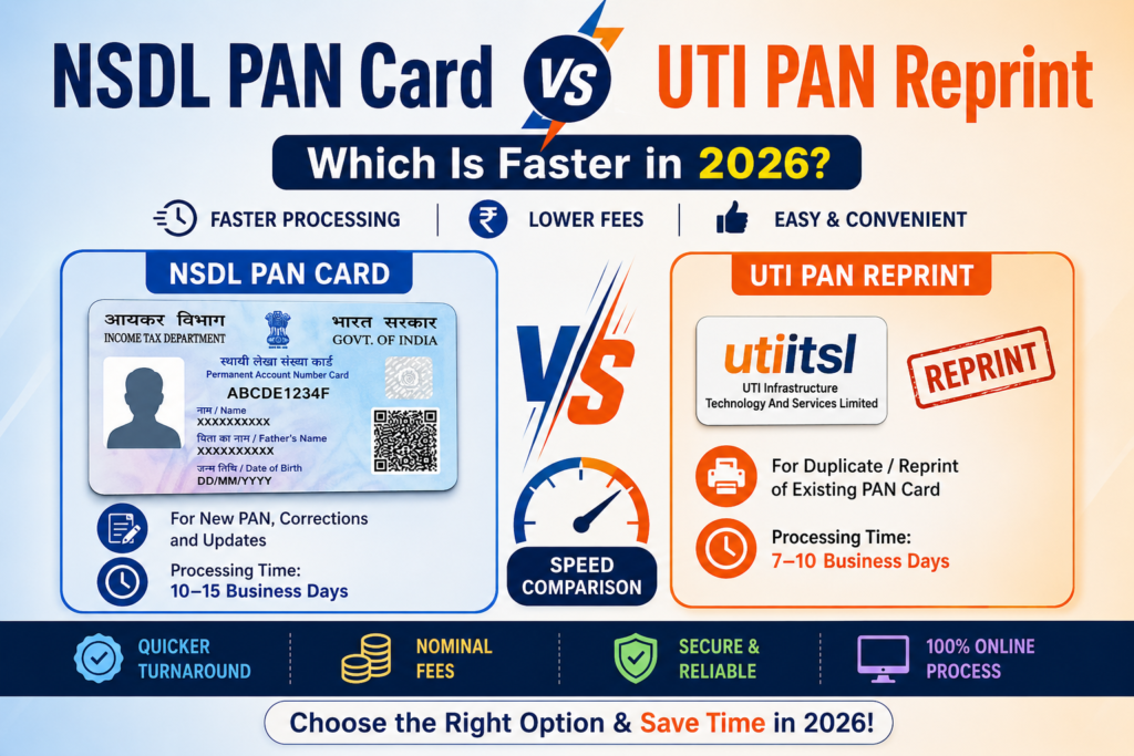 NSDL PAN Card vs UTI PAN Reprint: Which Is Faster in 2026?