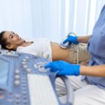 Patient undergoing ultrasound scan at a leading ultrasound hospital in Gurgaon