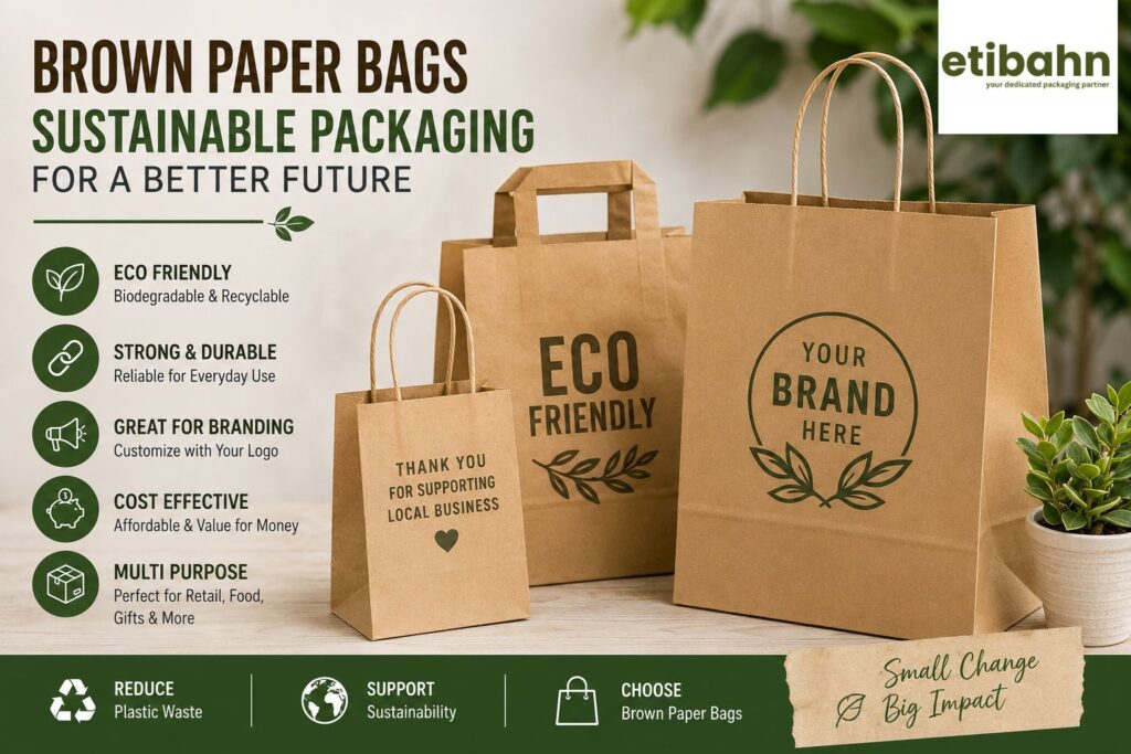 Brown paper bags in Delhi for eco-friendly retail and food packaging solutions