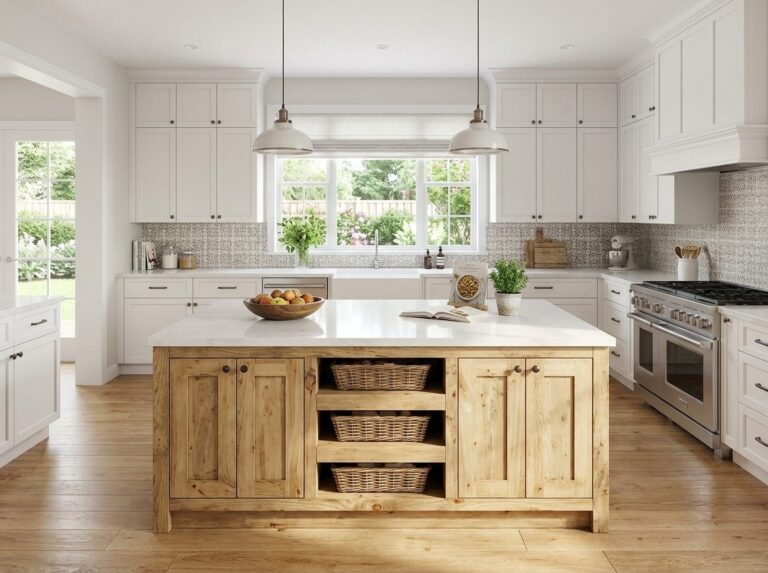 White Kitchen Island With Storage On Both Sides