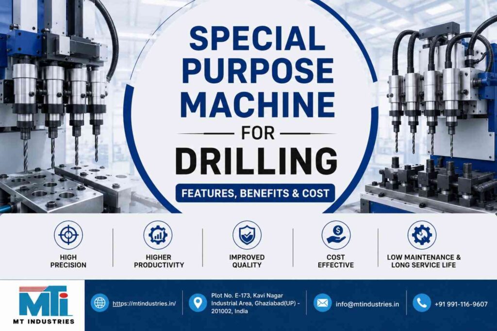Special Purpose Machine for Drilling with multi spindle drilling heads performing precision industrial drilling operations