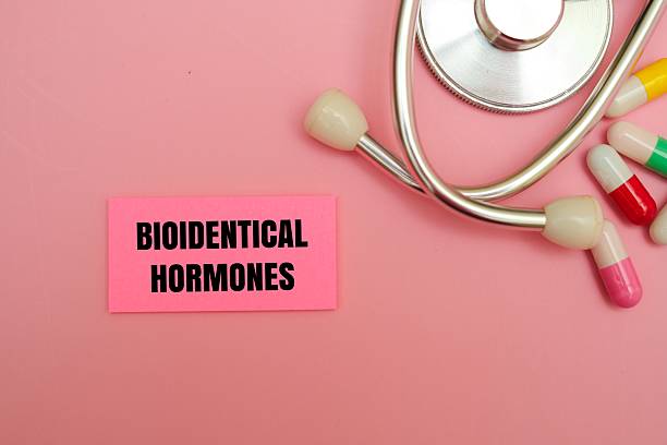Healthcare and medical concept with text BIOIDENTICAL HORMONES
