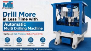 Automatic Multi Drilling Machine drilling multiple holes with precision in an industrial manufacturing setup