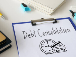 Debt consolidation is shown using a text