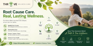 Doctor explaining functional medicine and personalized healthcare approach to a patient at THRYVE Wellness Clinic