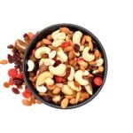 Bowl of premium flavoured nuts with healthy seasonings and mixed nuts