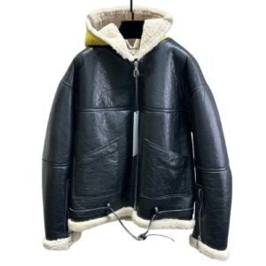 Rick Owens Hooded Shearling Jacket Black
