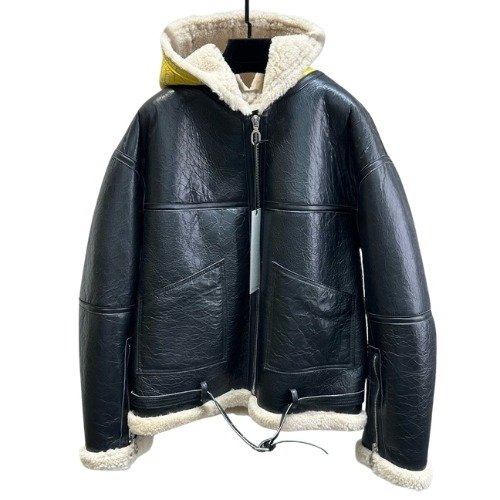 Rick Owens Hooded Shearling Jacket Black
