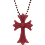 Chrome Heart necklace with iconic cross design in a bold luxury jewelry style.