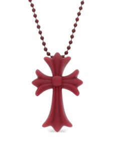Chrome Heart necklace with iconic cross design in a bold luxury jewelry style.
