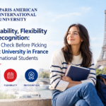 Best university in France for international students — Paris American International University with Eiffel Tower backdrop