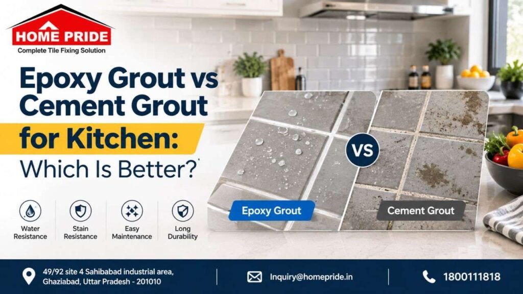 Epoxy grout for kitchen vs cement grout comparison by Home Pride