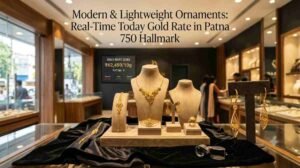 Lightweight modern gold ornaments with 750 hallmark on display in Patna