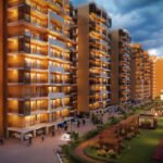 3 BHK apartment living room with spacious modern interior