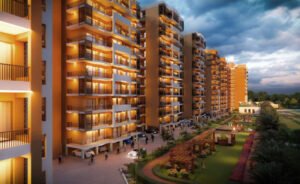 3 BHK apartment living room with spacious modern interior