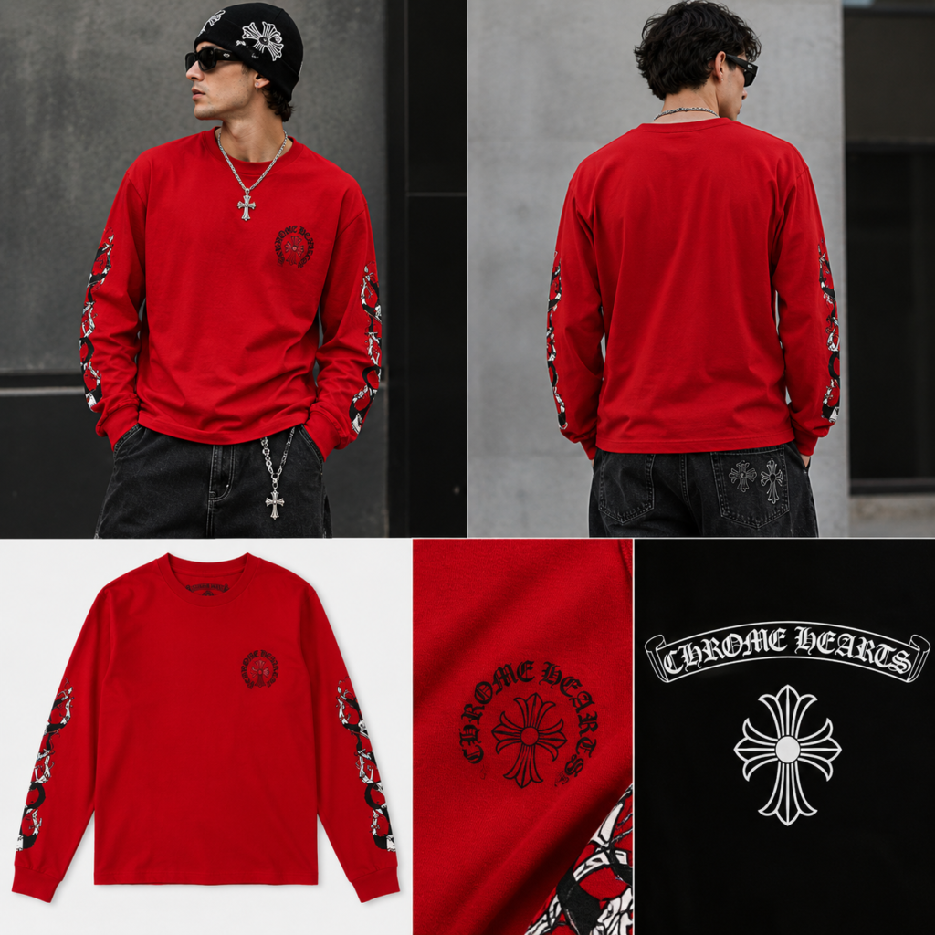 Chrome Hearts Horseshoe & Floral Cross Hoodie and White Jeans Trends