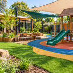 Colorful Preschool Playground Courtyard