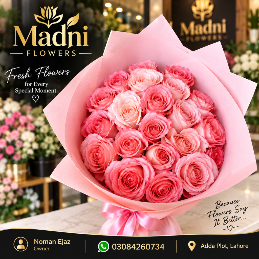 Madni Flowers Pink Rose Bouquet