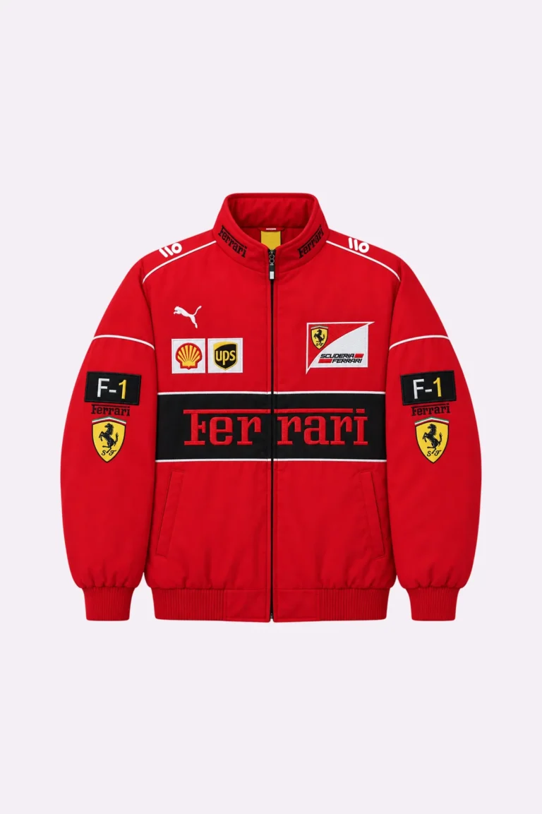 Red Ferrari Embroidered Patchwork Jacket