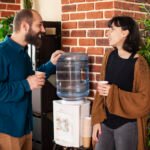 Water break discussion in startup office